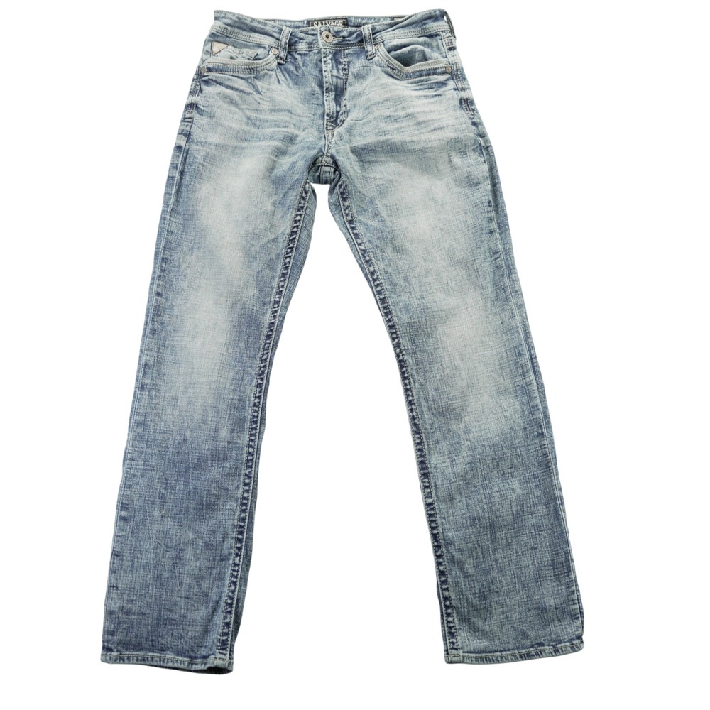 Salvage Mayhem Straight Regular Fit Light Wash Jeans Buckle Exclusive 31x32